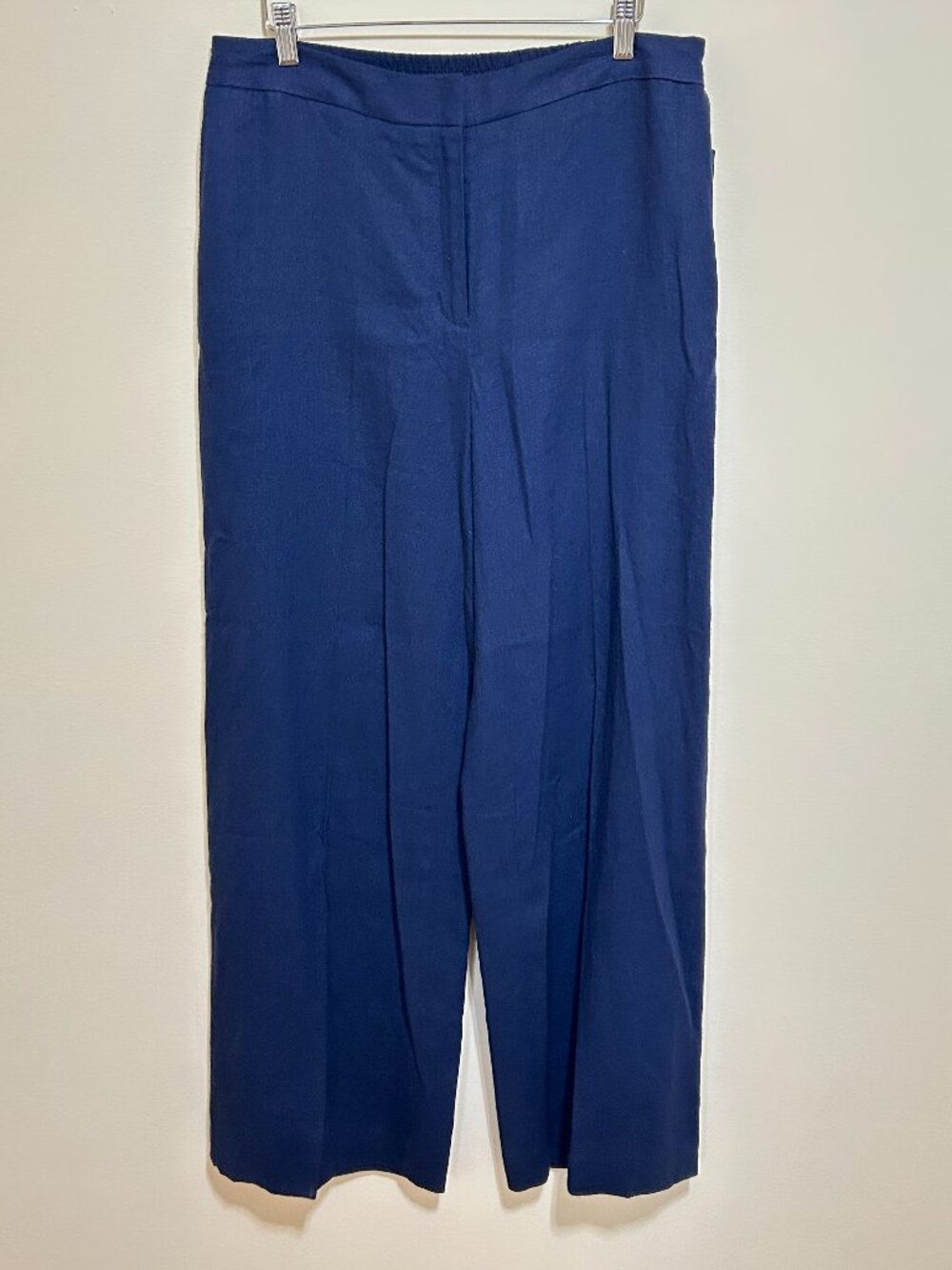 NWT Halston High-Rise Wide-Leg Trousers Navy Blue Size 10
